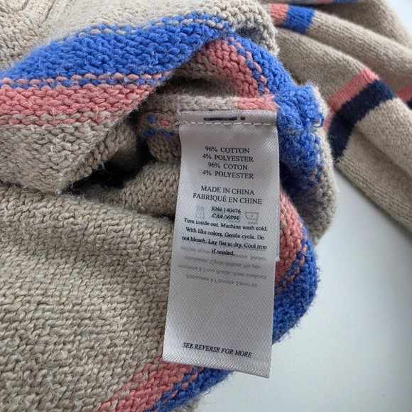 Faherty Brand Women's XL Beige Striped Crewneck Cotton Blend heavy Sweater - Picture 4 of 10